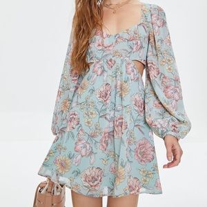 Floral Print Cutout Mini Dress